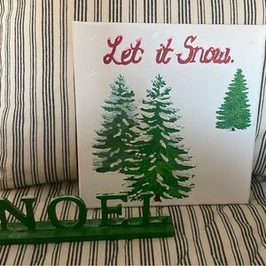 Hand painted tree sign. 10” X 10”. Noel shelf decor. 9””